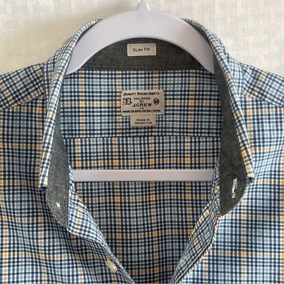 J. Crew Slim Fit Button Down Blue Yellow Paid Long Sleeve Shirt Size Medium - Picture 6 of 10